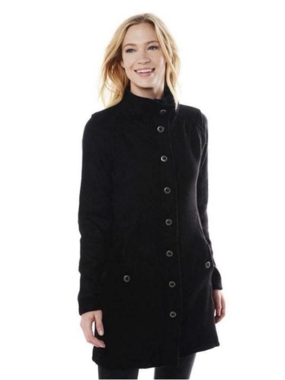 Kuhl Savina Black Alfpaca Fleece Long Fit n Flare Jacket M